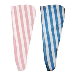 HOUSSE Blue & Pink 2 Pieces Striped 300 GSM Microfiber Bath Towels-image-49