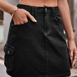 Oh Rare Denim A-Line Mini Skirt-image-130