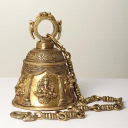 Exotic India Textured Lord Ganesha Brass Ritual Bell-image-53