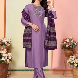 Moda Rapido Women Ethnic Motifs Embroidered Regular Thread Work Kurta with Trousers & With Dupatta-image-27