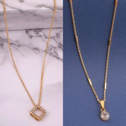 Boghra Sales Set Of 2 Gold-Plated Alloy American Diamond Chain-7