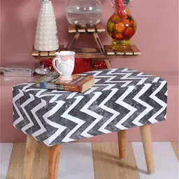Shadowkart Black & White Printed Wooden Rectangle Shaped Ottomans-51