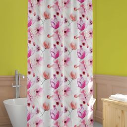 ArtzFolio White & Pink Floral Printed Waterproof Shower Curtain-image-95
