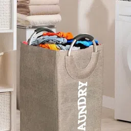 Stylista Grey Durable & Foldable Laundry Bag with Metallic Handle-21