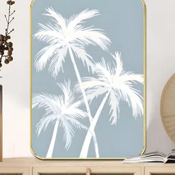SAF Blue & White Palm Tree Printed Wall Art-image-6