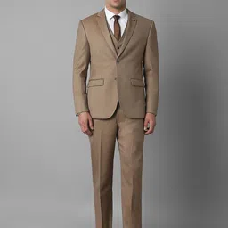 Louis Philippe Men TexturedSlim-Fit Single-Breasted Three-Piece Formal Suit-image-20
