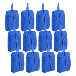 prettykrafts Blue 12 Pieces Floral Printed Shoes Organiser-image-69