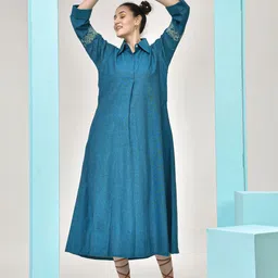 THE SAFFRON SAGA Women Embroidered Fit & Flare Dress-picture-41