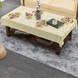 Kuber Industries Cream-Coloured Ethnic Motifs Anti-Skid Cotton 4-Seater Table Cover-picture-27
