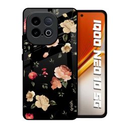 QRIOH Black Spring Floral Printed iQOO Neo 10 5G Glass Back Case Mobile Accessories-picture-26