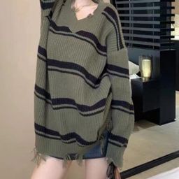 HERE&NOW Women Striped Longline Pullover-image-12