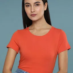 DressBerry Women Solid Round Neck Pure Cotton T-shirt-image-80