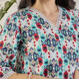 WineRed Printed Tunic With Trouser Co-Ords image 2