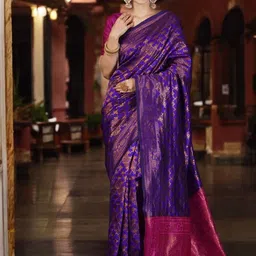 Blissta Woven Design Zari Silk Blend Banarasi Saree-image-53