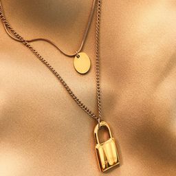DressBerry Women Layered Chain with Lock Pendant-12