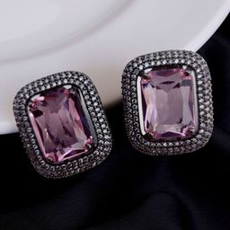 Opal Touch Crystal Studded Square Shaped Studs image 2