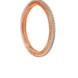 PANASH Set Of 2 Rose Gold-Plated & White American Diamond-Studded Handcrafted Bangles image 5