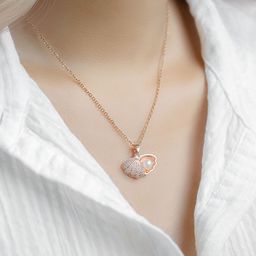 Mesmerize Stainless Steel Rose Gold-Plated Stone-Studded & Beaded Pendant With Chain-17