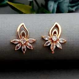 MEIRA JEWELLERY Gold-Plated Artificial Stones Studded Floral Shaped Studs-picture-23