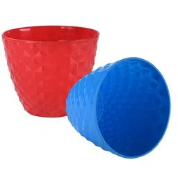 Kuber Industries Red & Blue 2 Pieces Textured Planters-11