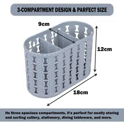 Kuber Industries Grey Pack of 2 Self Design Stationery Organizer With 3 Compartments image 5