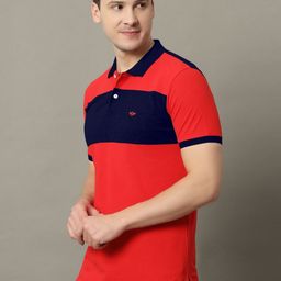 GET GOLF Men Colourblocked Polo Collar Cotton T-shirt-image-36