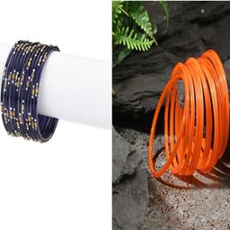 SOMIL Set of 24 Blue Alloy Artificial Stones & Beads Bangles-image-54