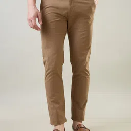 TIM PARIS Men Slim Fit Mid-Rise Flat-Front Cotton Regular Trousers-picture-30