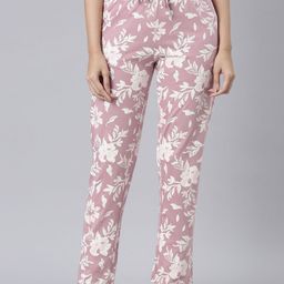Go Colors Floral Printed Pure Cotton Straight-Leg Lounge Pants-image-47