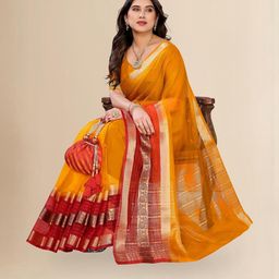 Moda Rapido Striped Zari Organza Saree-image-23