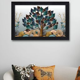 Myntra Elegant Homes Green & Grey Tree Printed Wall Art-image-30