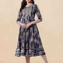KALINI Women Ethnic Motifs Printed Sequinned Anarkali Kurta-image-24