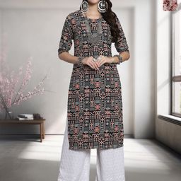 HERE&NOW Selection Of 2 Geometric Printed Round Neck Straight Kurtas-62