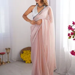 Kalista Solid Embellished Sequinned Organza Saree-picture-48