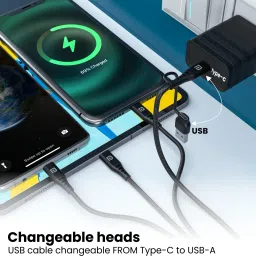 Portronics Type C 2 A 1.5 m Konnect J9 3-in-1 (Type C + 8Pin + Micro USB) image 3