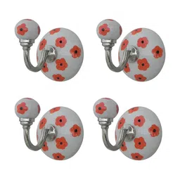 Indianshelf Grey & Red 4 Pieces Printed Wall Hooks-15