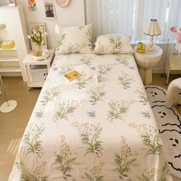 JC HOME Cream & Brown Floral Printed 220 TC Pure Cotton King Bedsheet Set 2.3 m x 2 m-image-98