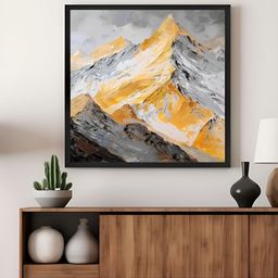 999Store Grey & Yellow Canvas Mountain Landscape Wall Art-13