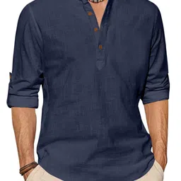 Fifth U Men Navy Blue Kurta-image-51