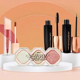Adbeni Set Of Eyeliner & Mascara With Lipstick & 2 in 1 Blush Highlighter image 2