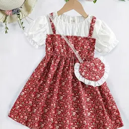 BAESD Floral Print Puff Sleeve A-Line Dress-image-61