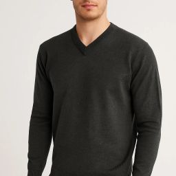 Men Woven V Neck Brown, Blue, Grey Sweater-image-22