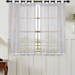 Yellow Sheer Polyester 5 Feet Eyelet Window Curtains Set of 2 by Deco Window-picture-13