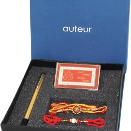 Bhaiya and Bhabhi Rakhi Combo Best Rakhi Gift With A Premium Golden Roller Ball Pen Gift Set-image-20