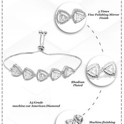 Yellow Chimes Women Silver-Toned & White American Diamond Rhodium-Plated Wraparound Bracelet image 4