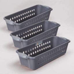 Plastic Storage Basket for Kitchen-Vegetables-Stationery|JAWA-2|Medium|Pack of 3|Gray Storage Basket-picture-27