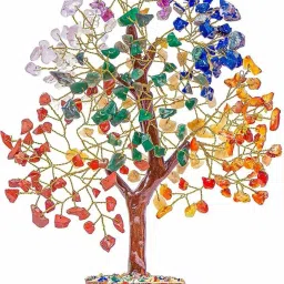 Seven Chakra Crystal Gemstone Bonsai Money Tree Golden Wire 300 Beads Figurine Decorative Showpiece - 27.8 cm-image-51