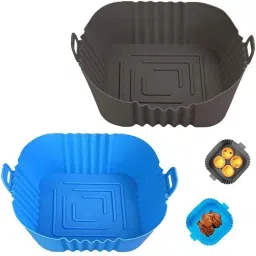 1.5 L Square Reusable Air Fryer Food Safe Silicone Pot Basket (Multicolour) Air Fryer-22