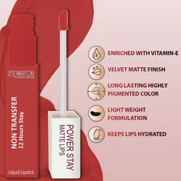 FORFOR Power Stay Set Of 2 Liquid Matte Lipstick -5ml Each-Candy Red 01-Cocoa Brown 16 image 5