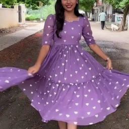 Women A-line Purple Midi/Calf Length Dress-image-36